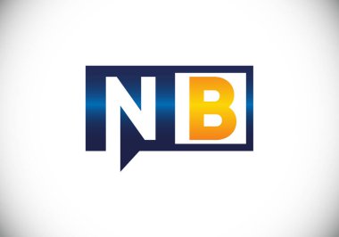 Baş Monogram Harf N B Logo Tasarım Vektör Şablonu. N B Harfi Logo Tasarımı