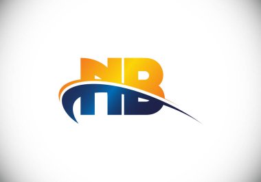 Baş Monogram Harf N B Logo Tasarım Vektör Şablonu. N B Harfi Logo Tasarımı
