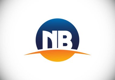 Baş Monogram Harf N B Logo Tasarım Vektör Şablonu. N B Harfi Logo Tasarımı