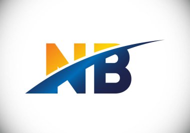 Baş Monogram Harf N B Logo Tasarım Vektör Şablonu. N B Harfi Logo Tasarımı