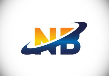 Baş Monogram Harf N B Logo Tasarım Vektör Şablonu. N B Harfi Logo Tasarımı