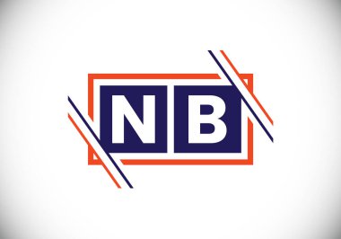 Baş Monogram Harf N B Logo Tasarım Vektör Şablonu. N B Harfi Logo Tasarımı