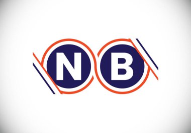 Baş Monogram Harf N B Logo Tasarım Vektör Şablonu. N B Harfi Logo Tasarımı