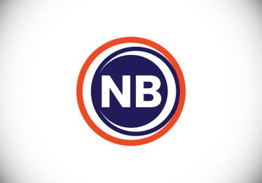 Baş Monogram Harf N B Logo Tasarım Vektör Şablonu. N B Harfi Logo Tasarımı