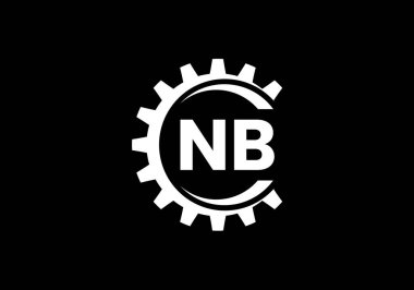 Baş Monogram Harf N B Logo Tasarım Vektör Şablonu. N B Harfi Logo Tasarımı