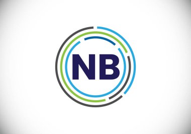 Baş Monogram Harf N B Logo Tasarım Vektör Şablonu. N B Harfi Logo Tasarımı