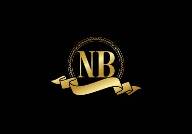 Baş Monogram Harf N B Logo Tasarım Vektör Şablonu. N B Harfi Logo Tasarımı