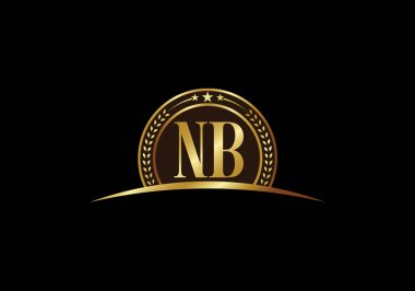 Baş Monogram Harf N B Logo Tasarım Vektör Şablonu. N B Harfi Logo Tasarımı