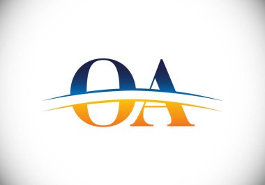 İlk Monogram Harf O A Logo Tasarım Vektör Şablonu. O A Harf Logosu Tasarımı
