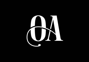 İlk Monogram Harf O A Logo Tasarım Vektör Şablonu. O A Harf Logosu Tasarımı