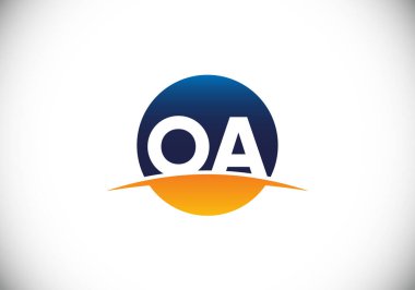 İlk Monogram Harf O A Logo Tasarım Vektör Şablonu. O A Harf Logosu Tasarımı