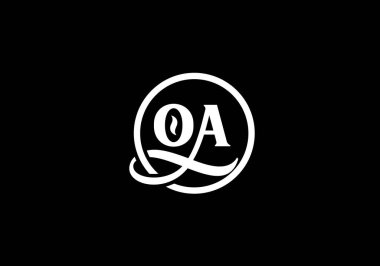 İlk Monogram Harf O A Logo Tasarım Vektör Şablonu. O A Harf Logosu Tasarımı