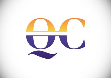 Baş Monogram Harf Q C Logo Tasarım Vektör Şablonu. Q C Harfi Logo Tasarımı