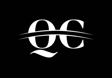 Baş Monogram Harf Q C Logo Tasarım Vektör Şablonu. Q C Harfi Logo Tasarımı