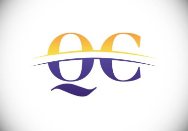 Baş Monogram Harf Q C Logo Tasarım Vektör Şablonu. Q C Harfi Logo Tasarımı