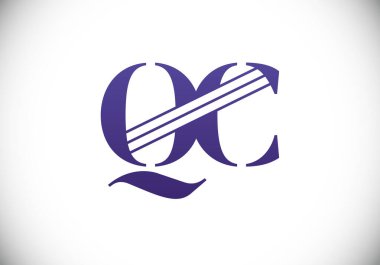 Baş Monogram Harf Q C Logo Tasarım Vektör Şablonu. Q C Harfi Logo Tasarımı