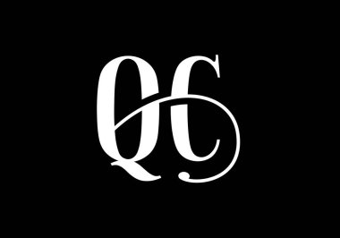 Baş Monogram Harf Q C Logo Tasarım Vektör Şablonu. Q C Harfi Logo Tasarımı