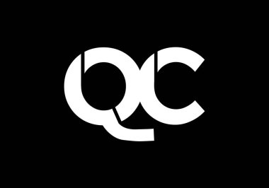 Baş Monogram Harf Q C Logo Tasarım Vektör Şablonu. Q C Harfi Logo Tasarımı