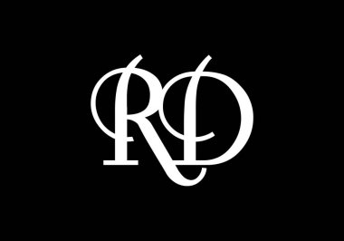 İlk Monogram Harf R D Logo Tasarım Vektör Şablonu. Ar-Ge Harf Logosu Tasarımı