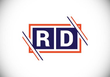 İlk Monogram Harf R D Logo Tasarım Vektör Şablonu. Ar-Ge Harf Logosu Tasarımı