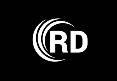 İlk Monogram Harf R D Logo Tasarım Vektör Şablonu. Ar-Ge Harf Logosu Tasarımı