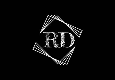 İlk Monogram Harf R D Logo Tasarım Vektör Şablonu. Ar-Ge Harf Logosu Tasarımı