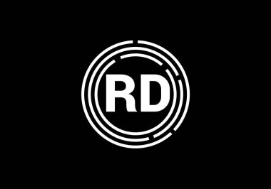 İlk Monogram Harf R D Logo Tasarım Vektör Şablonu. Ar-Ge Harf Logosu Tasarımı