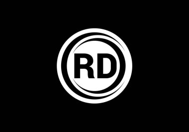 İlk Monogram Harf R D Logo Tasarım Vektör Şablonu. Ar-Ge Harf Logosu Tasarımı
