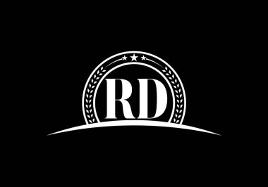 İlk Monogram Harf R D Logo Tasarım Vektör Şablonu. Ar-Ge Harf Logosu Tasarımı