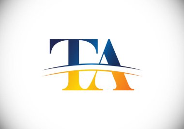 İlk Monogram Harf T A Logo Tasarım Vektör Şablonu. T A Harfi Logo Tasarımı