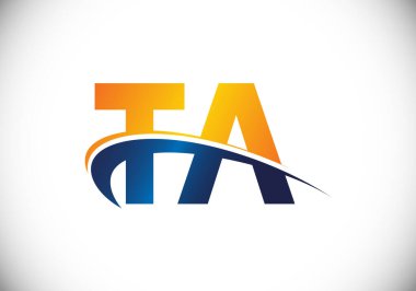 İlk Monogram Harf T A Logo Tasarım Vektör Şablonu. T A Harfi Logo Tasarımı