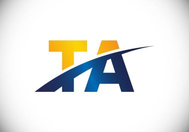 İlk Monogram Harf T A Logo Tasarım Vektör Şablonu. T A Harfi Logo Tasarımı