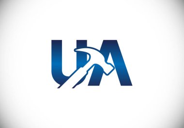 İlk Monogram UA Logo Tasarım Vektör Şablonu. Şirket İş Kimliği için Grafik Alfabesi Sembolü