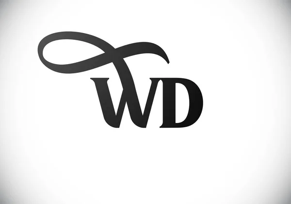 初始单字W D标志设计矢量模板 企业身份的图形化字母符号 — 图库矢量图片
