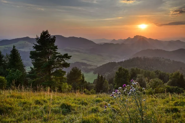 Wunderschöne Landschaft mit Tälern, Seen und Flüssen im Nebel — Stockfoto