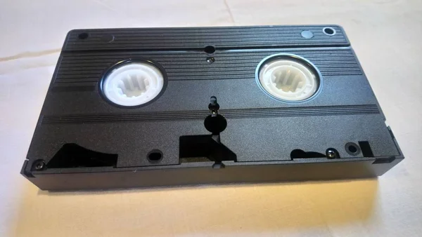 One Black Videotape Lies White Background — Stock Photo, Image