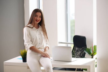 Güzel kız proje planı ve konsepti geliştirir. İş kadını.