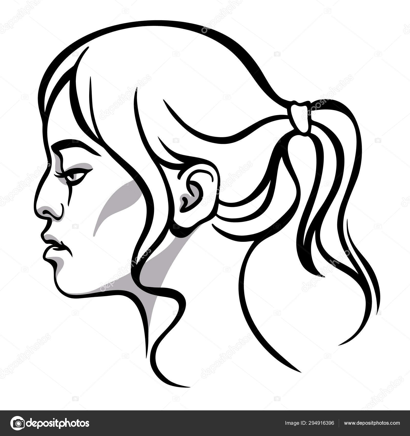 Vector line fashion illustration of profile of young beautiful Asian woman  Stock Vector Image by ©Natalya_Volodeva #294916396