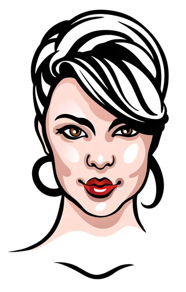 Ilustración gráfica vectorial de moda de una joven hermosa con corte de pelo estilo Babetta — Vector de stock