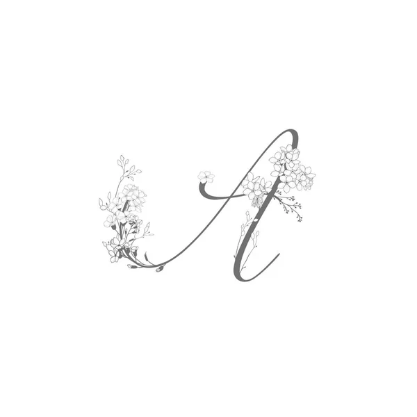 Vektor handgezeichnet florales Monogramm und Logo — Stockvektor