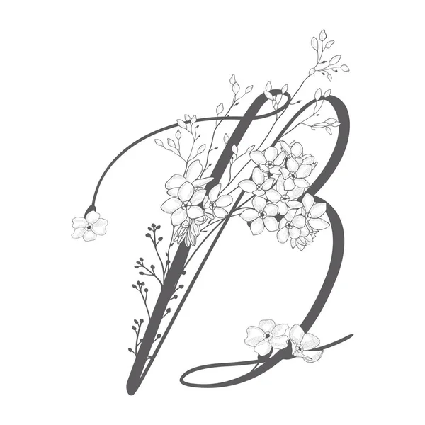 Vector Hand dras blommig B monogram och logotyp — Stock vektor