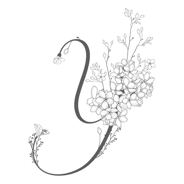 Monogramme et logo Y floral dessiné main vectorielle — Image vectorielle