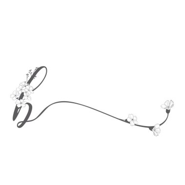 Vektör çiçek B el çekilmiş monogram ve logosu