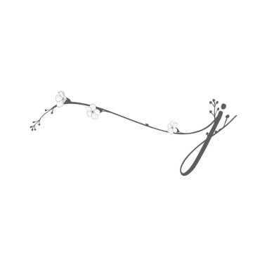 Vektör çiçek J el çekilmiş monogram ve logosu