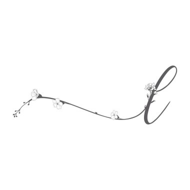 Vektör çiçek L el çekilmiş monogram ve logosu