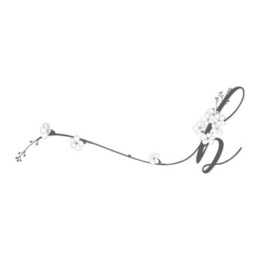 Vektör çiçek B el çekilmiş monogram ve logosu