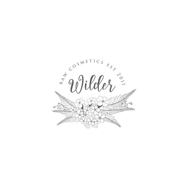 Marco de plantilla de logotipo de marca femenina florística vectorial . — Archivo Imágenes Vectoriales