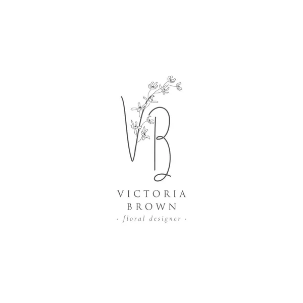 Plantilla de logotipo de marca femenina florística vectorial, monogramas . — Archivo Imágenes Vectoriales