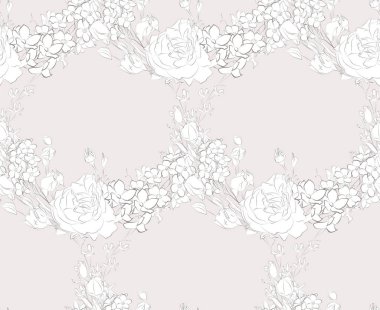 Vektör Seamless modeli ile çizilmiş çiçekler, çiçek