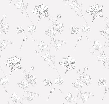 Vektör Seamless modeli ile çizilmiş çiçekler, çiçek